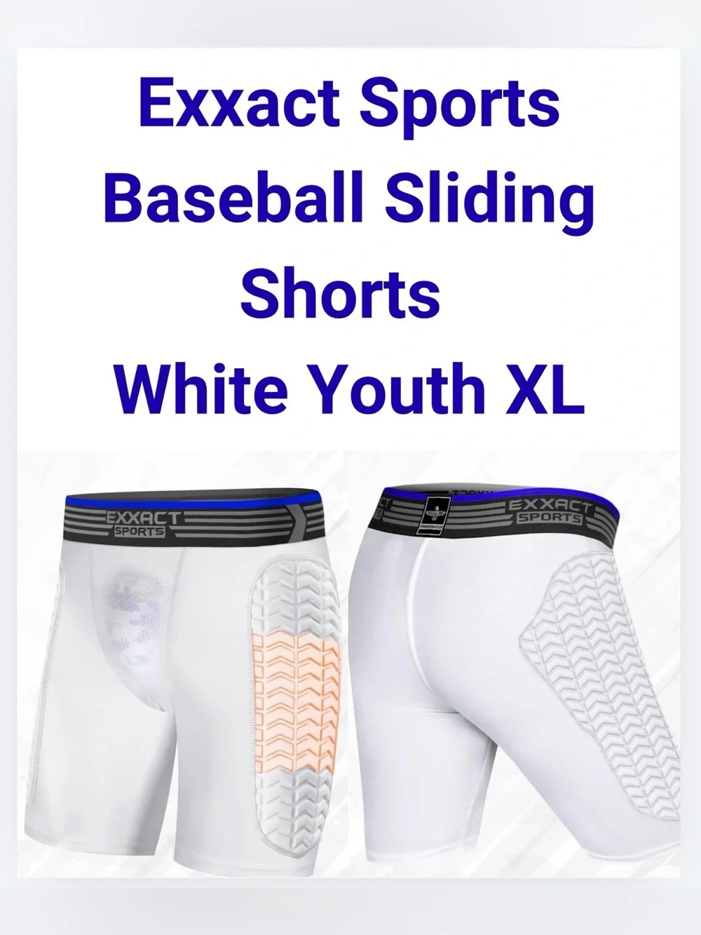 Exxact Sports Baseball Sliding Padded Compression Shorts – White – Youth XL